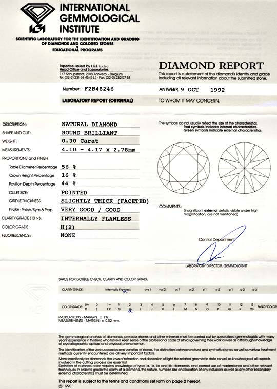 Foto 9 - Diamant, IGI Brillant 0,30ct Lupenrein Wesselton, D5615