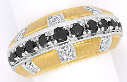 Foto 2 - Diamantgoldring Weisse und Schwarze Brillanten 18K Nr D, S2384