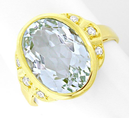 Foto 2 - Diamant-Ring, Grosser! Aquamarin Gelb Gold, S8860