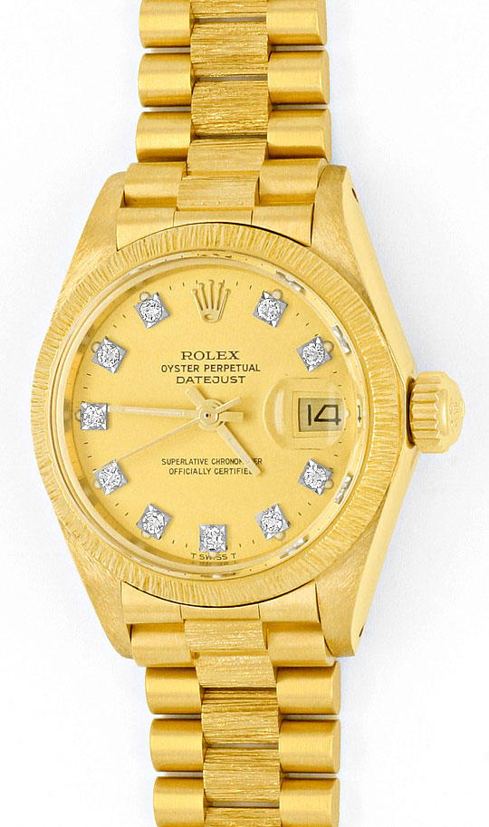 Foto 2 - Rolex Datejust Damen Uhr Gelb Gold-Diamanten Neuzustand, U2032